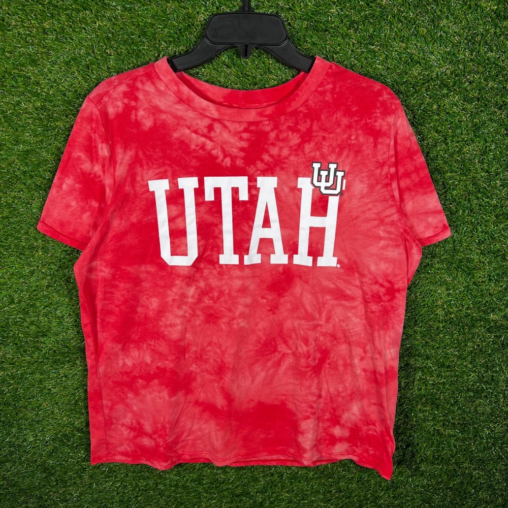 Sideline Apparel Utah Utes Ladies Red Tie Dye Graphic T-Shirt Size Large L